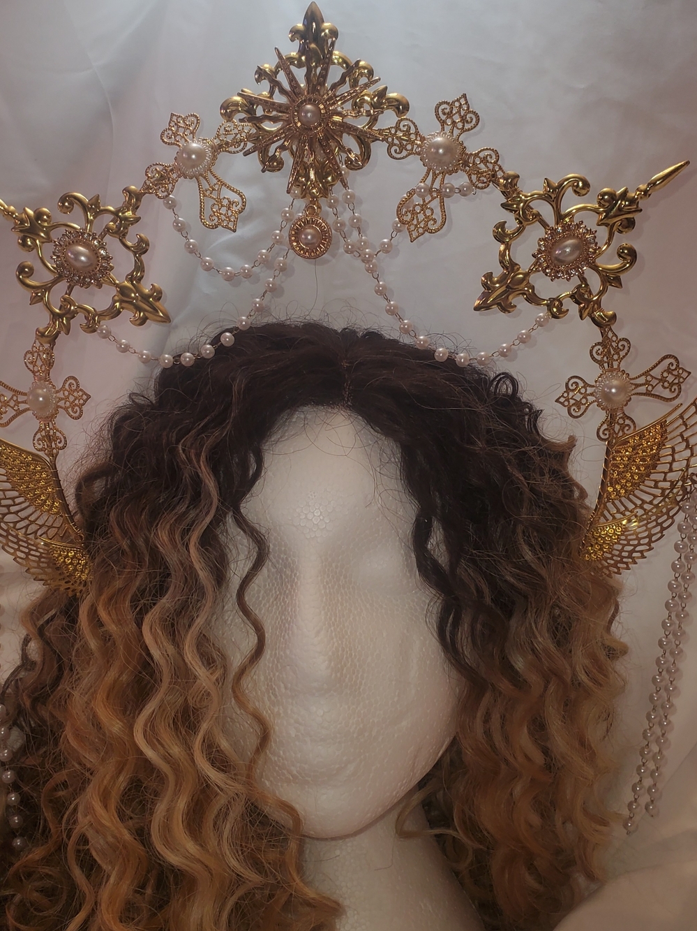 Gold Pearl Halo Headpiece